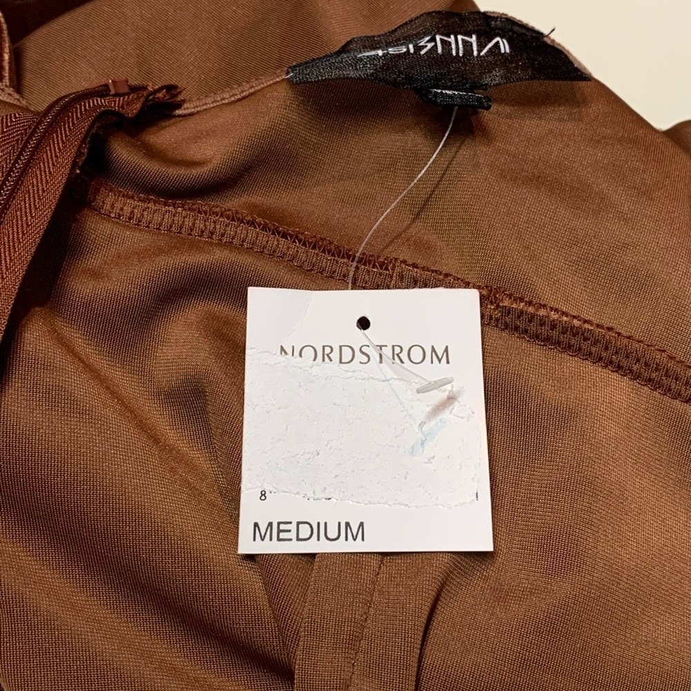 4SI3NNA Knotted Choker Romper M Dusty Copper  Sleeveless Partywear Velvet Luxe - Picture 6 of 7